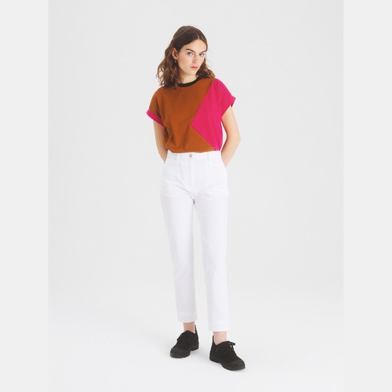 Aigle Cotton Chino Pants Women White ZA-75318